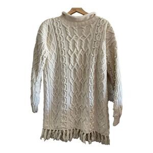 Vintage YARNWORKS Hand Knit Women's  Dress Crew Neck Long Sleeve